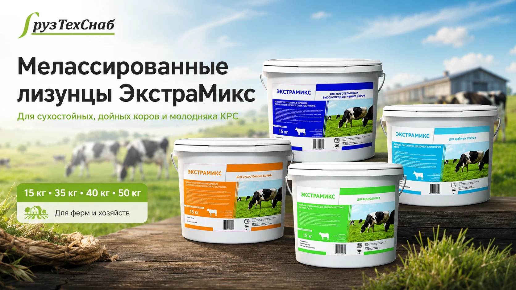Купить мелассированные лизунцы ЭкстраМикс для КРС — выбор по группе животных, таре и оптовой поставке